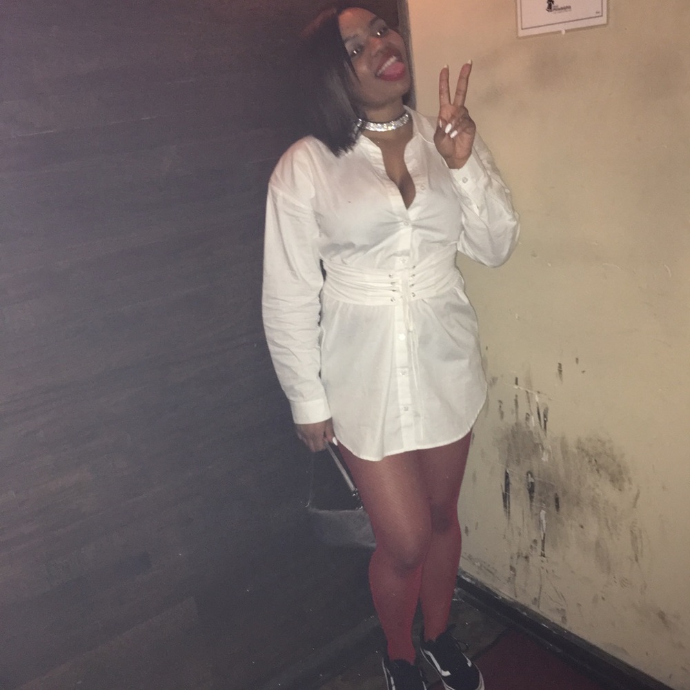White Button Up Corset Dress